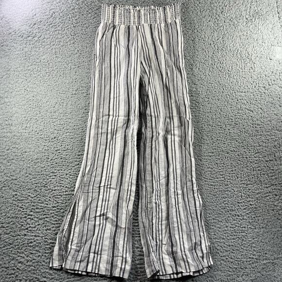 Cloth & Stone Anthropologie Pants Womens XS White Wide Leg Stripe Fits 25x30 - Picture 1 of 12
